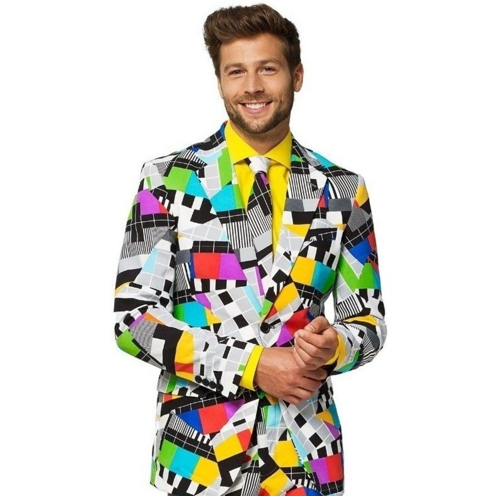OppoSuits Men's Retro TV Test Pattern Blazer Jacket Funky Novelty Party‎